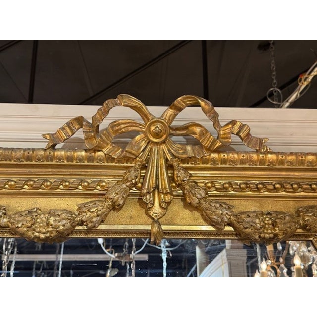 Fine Pair of French Louis XVI Gilt-Wood Mirrors For Sale - Image 4 of 5