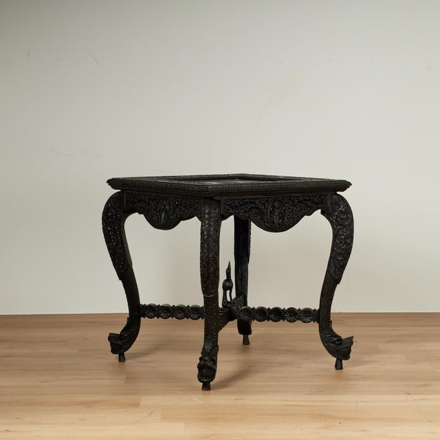 Wood Antique Anglo Indian Carved Rosewood Table For Sale - Image 7 of 14