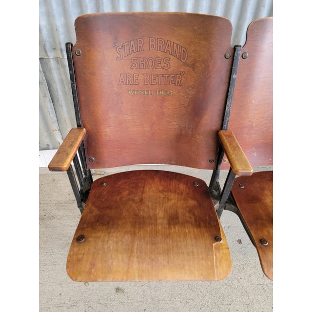 Antique Folding Chairs With Star Brand Advertising Theater Type Style For Sale - Image 11 of 12