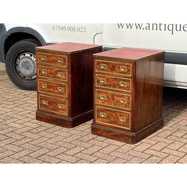 Victorian Bedside Drawers in Mahogany with Brass-Bound Decor, Set of 2 For Sale - Image 13 of 18