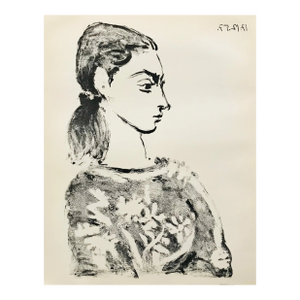 1959 Picasso Lithograph Woman With Flowered Bodeice