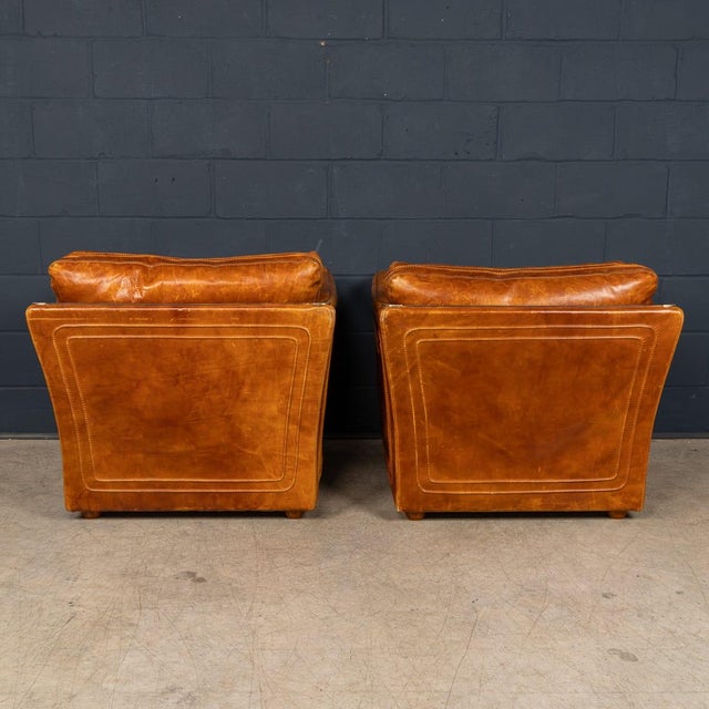 1970s Vintage French Leather Chairs in the style of Roche Bobois, 1970s, Set of 2 For Sale - Image 5 of 18