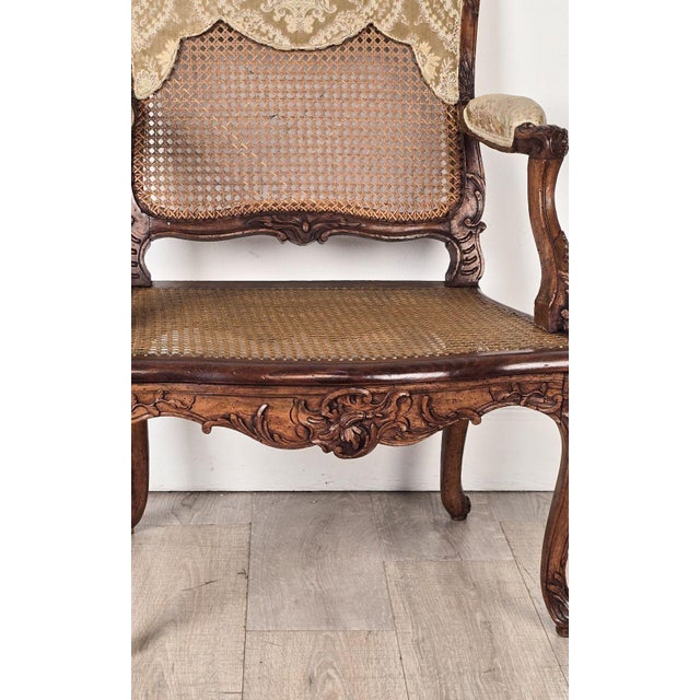 Wood Pair of Louis XV Large Caned Armchairs, France Circa 1760 For Sale - Image 7 of 13