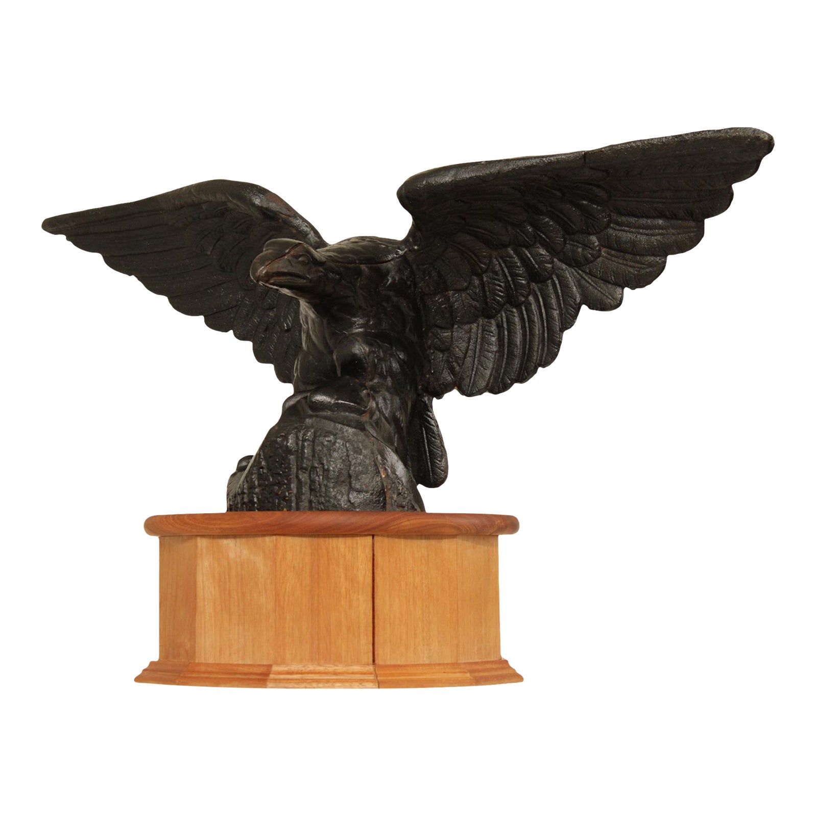 Vintage Cast Iron Eagle Sculpture on Wooden Base Chairish