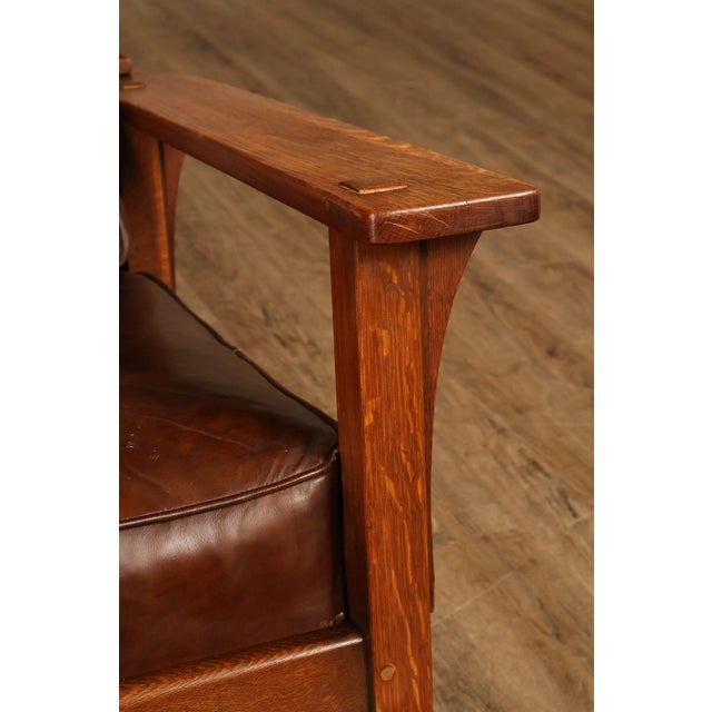 Antique L & JG Stickley Mission Oak Morris Rocker For Sale - Image 10 of 18