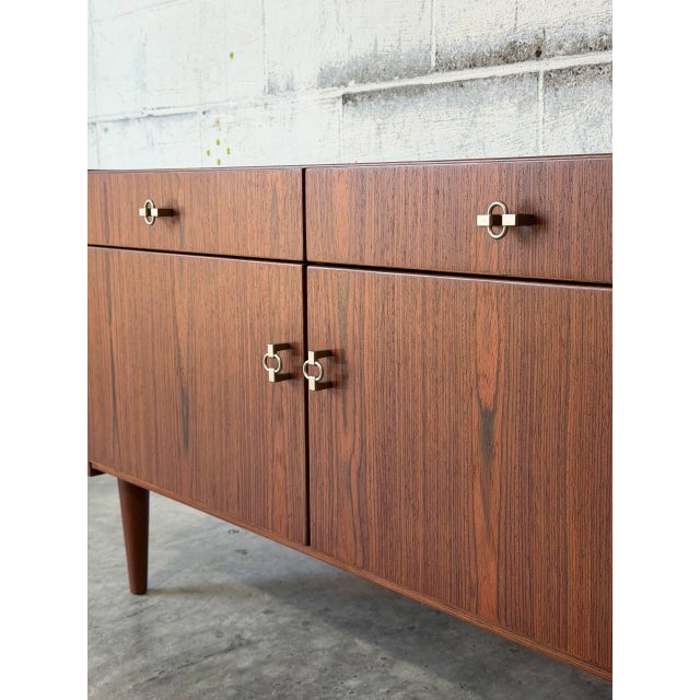 Mid-Century Modern Rosewood Sideboard Credenza With Dual Doors and Two Drawers Mid-Century Modern 1960s For Sale - Image 3 of 11