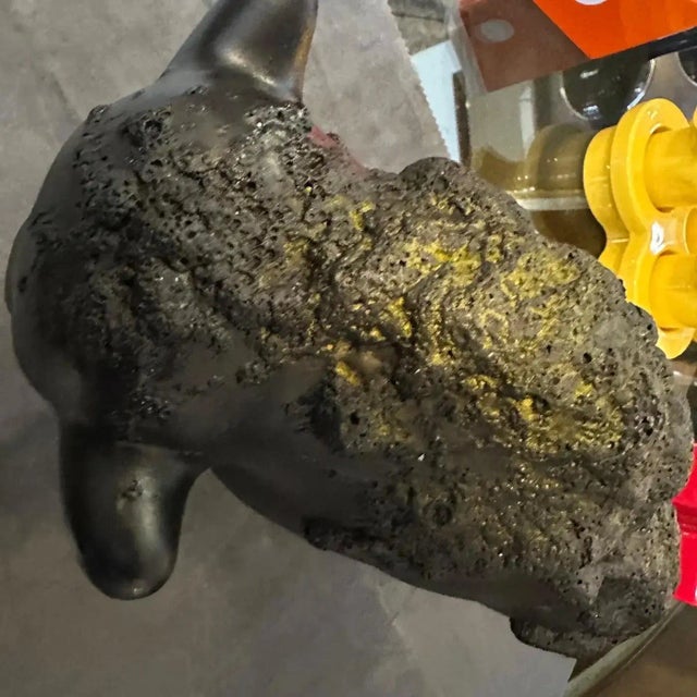 1990s Modernist Black Fat Lava Ceramic German Bison For Sale - Image 10 of 12