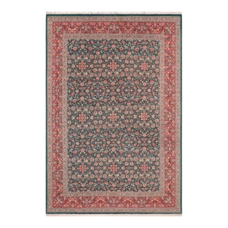 Kashan Pak-Persian Green/Red Wool Rug - 10'1'' X 14'2'' For Sale