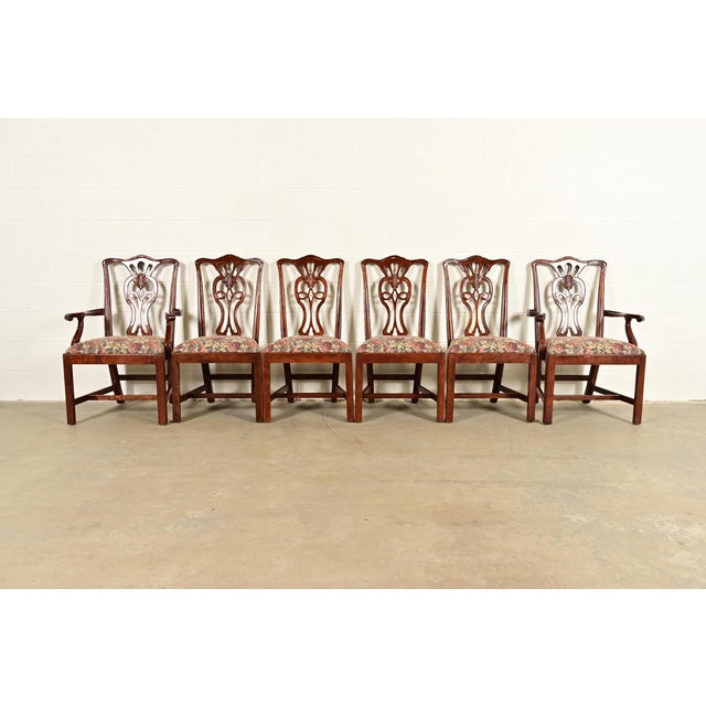 Henredon Georgian Carved Mahogany Side Chairs or Dining Chairs, Pair For Sale - Image 14 of 15