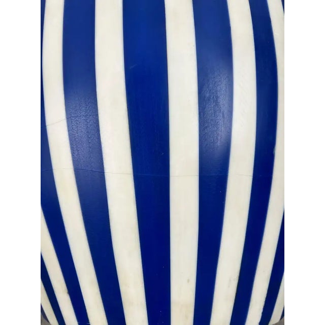 Art Deco Style Blue & White Resin Cylindrical Side, End Table or Stool For Sale - Image 11 of 11