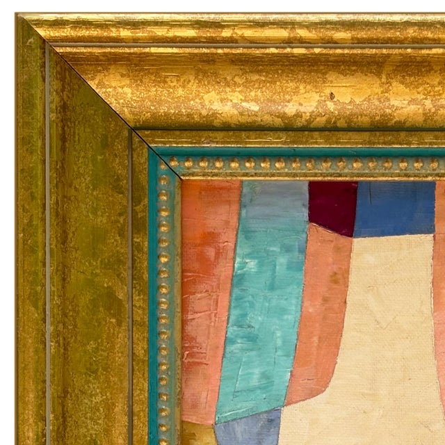 Various Artists Contemporary Colorful Abstract Oil Painting in Vintage Frame For Sale - Image 4 of 6