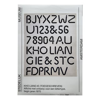Exhibition Poster with Design for a Typeface by Kho Liang Ie, Early 1970s For Sale