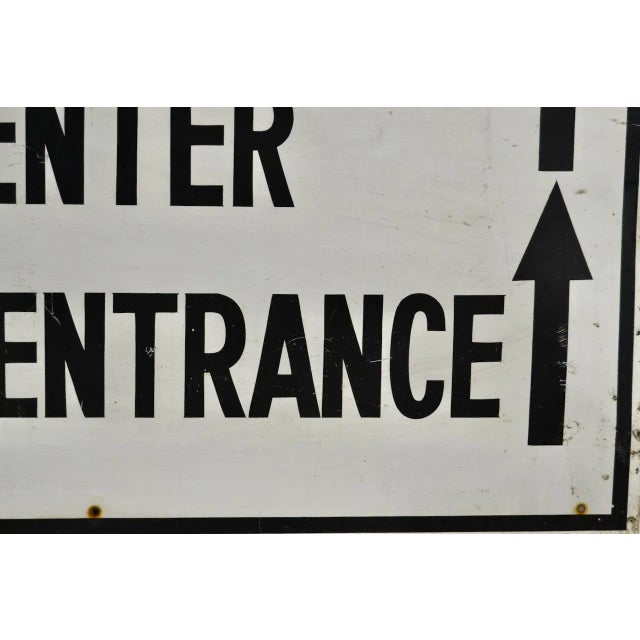 Contemporary Vintage Information Sign - 1940's Hand Painted, Metal 3'x2' For Sale - Image 3 of 8