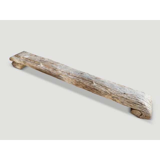 Andrianna Shamaris Sculptural Long Teak Wood Bench For Sale - Image 4 of 5