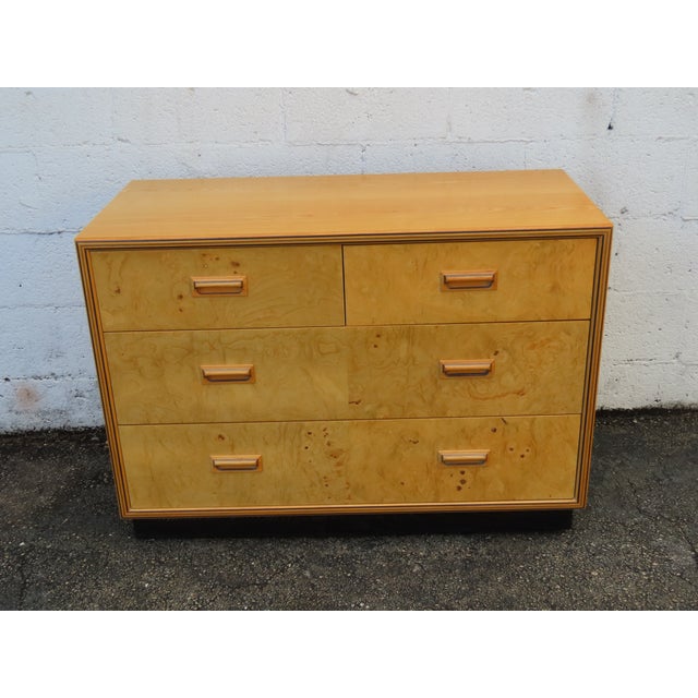 Wood Henredon Scene Two Mid Century Modern Burlwood Inlay Dresser 6345 For Sale - Image 7 of 18