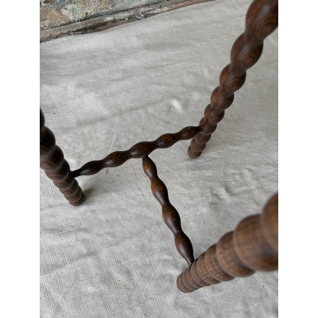 Vintage Demi-Lune Barley Twist Stool / Accent Table For Sale - Image 9 of 9