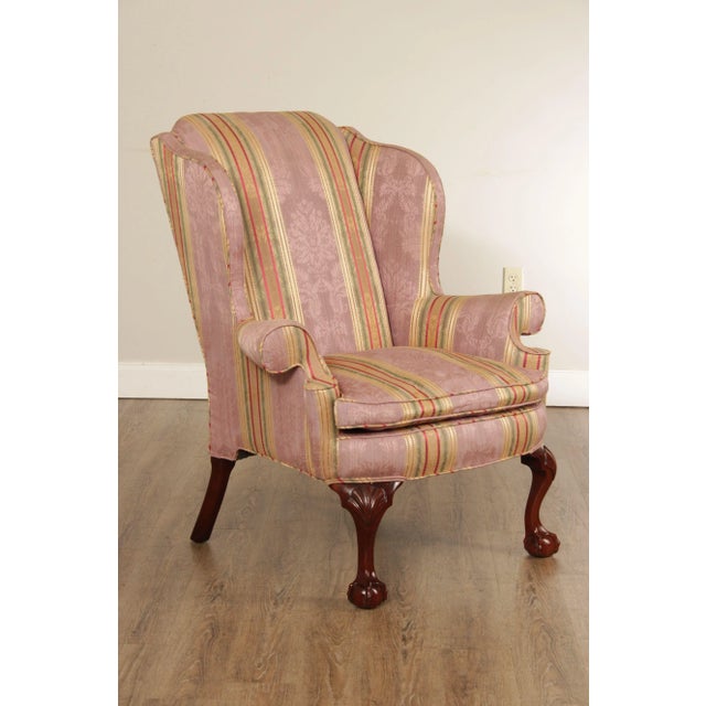 Mauve Kindel Winterthur Collection Chippendale Style Mahogany Wingback Chair For Sale - Image 8 of 12