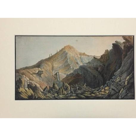 Pietro Fabris, Plate XIV from Campi Flegrei, 18th Century, Etching and Watercolor For Sale