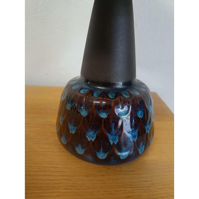 Mid-Century Modern Vintage Danish Table Lamp in Blue Ceramic from Søholm, 1950s For Sale - Image 3 of 7