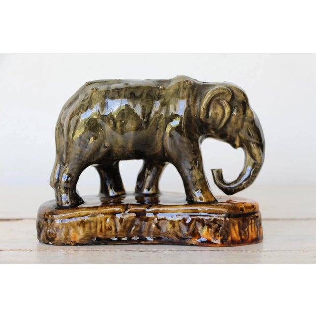Art Deco Antique Portuguese Palissy Ware Elephant Toothpick Holder For Sale - Image 3 of 11