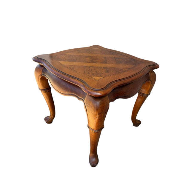 Jacobean 1990s Thomasville Fine Burl End Side Table Parque Top Jacobean Style British Gentry For Sale - Image 3 of 14
