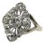 14k White Gold Old European Cut and Old Mine Cut Diamond Flower Ring For Sale