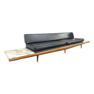 1960s Adrian Pearsall Attributed Daybed in Walnut With Carrera Marble Endtables For Sale