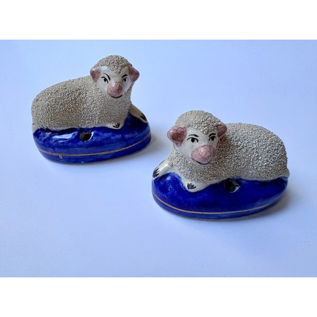 English Pair of Antique Staffordshire Sheep For Sale - Image 3 of 10