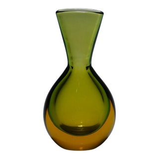 Vase in Green and Amber Sommerso Glass, Flavio Poli for Seguso For Sale