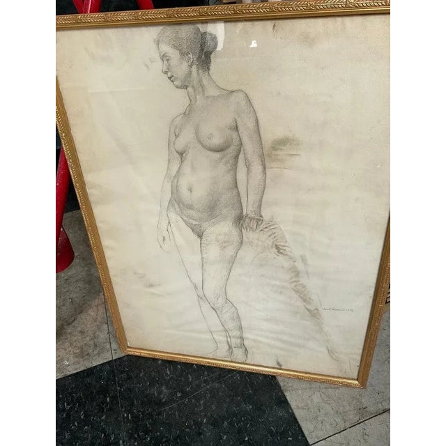 1890s Pencil Drawing of Nude Woman For Sale - Image 4 of 12