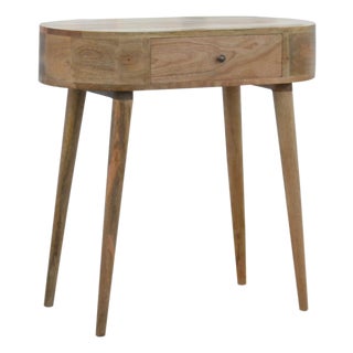 Light Oak-Finish Mango Wood Curved Console Table For Sale
