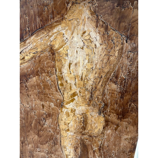 Tan Midcentury Male Nude Torso Large Framed Oil Painting by Richard Caldwell Brewer 1960s For Sale - Image 8 of 12