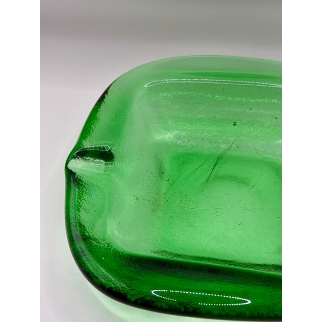 Mid 20th Century Vintage Emerald Art Glass Ashtray, Handblown Catchall Bowl, Mid Century Decor For Sale - Image 5 of 5