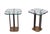 Stunning set of T18 side tables , design by Peter Ghyczy The sand cast base of the side tables, in solid brass, features...