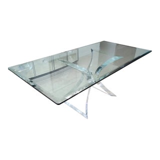Lion in Frost Lucite & Glass Dining Table Signed For Sale