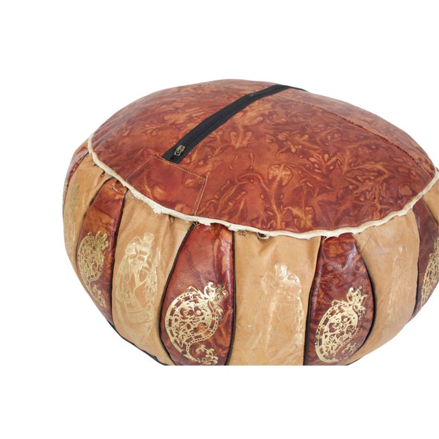 Egyptian Revival Leather Pouf For Sale In Los Angeles - Image 6 of 7