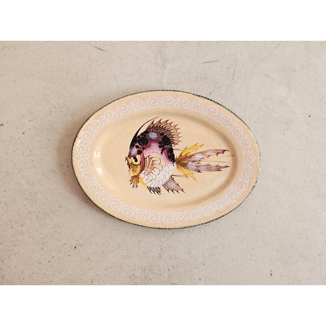 Mid-Century Modern Vintage Italian Hand-Painted Fish Plates by Map Pesaro, 1950s Set of 6 For Sale - Image 3 of 11