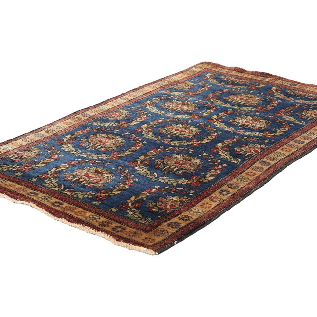 79150 Antique Persian Sarouk Rug, 02'07 x 04'08. This hand-knotted wool antique Persian Sarouk rug exudes timeless...
