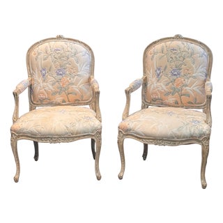 1950s Pair of Louis XV Style Fauteuils For Sale