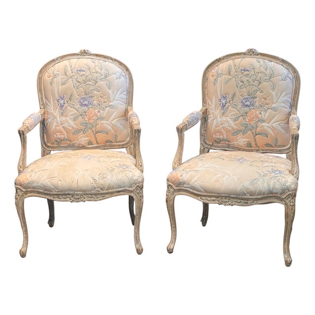 1950s Pair of Louis XV Style Fauteuils For Sale