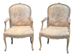 1950s Pair of Louis XV Style Fauteuils