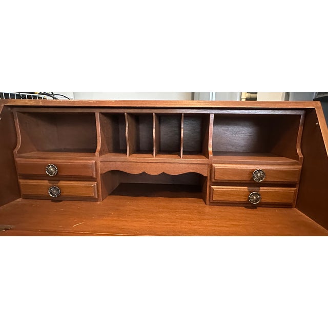 Traditional 1980s Mahogany Secretary Desk / Dresser – Made in South Korea For Sale - Image 3 of 3