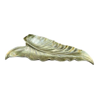 Mid-Century Solid Brass 14” Calla Lily Leaf Tray / Catchall For Sale