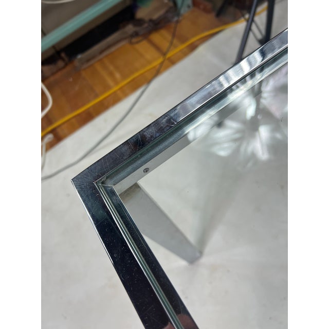 Vintage Postmodern Chrome and Glass Side Tables - a Pair For Sale - Image 9 of 10