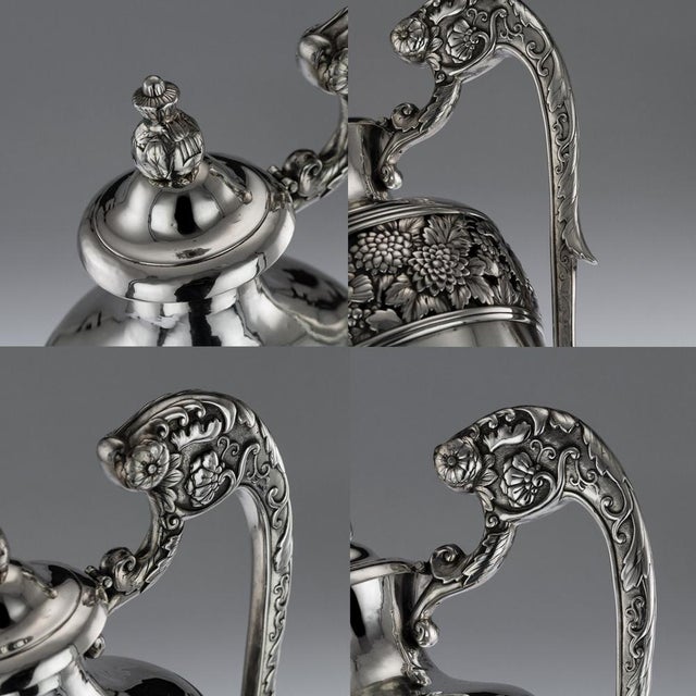 Metal Antique Japanese Solid Silver Wine Jug by from Sadajiro & Musashiya, 1890s For Sale - Image 7 of 14