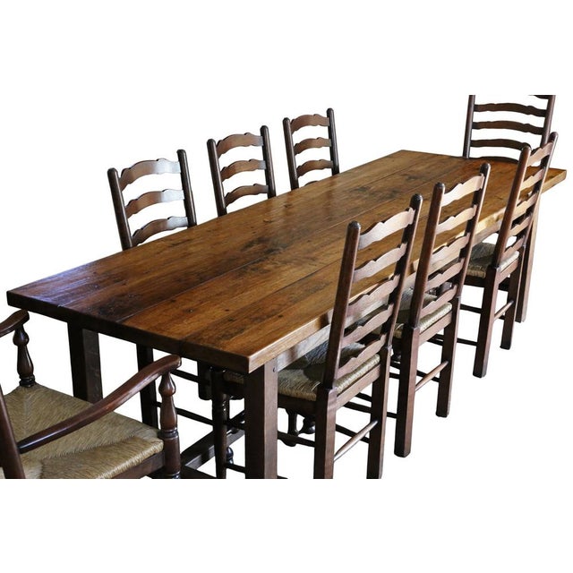 Brown Large Antique Refectory Dining Table in Oak, 1900 For Sale - Image 8 of 11