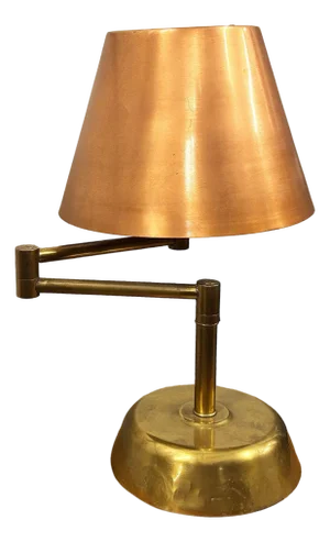 1920s Art Deco Copper & Brass Machine Age Swing-Arm Reading Table Lamp