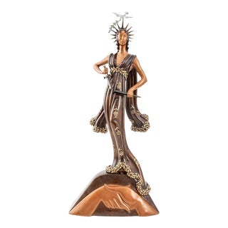 Erte "Peace" Patinated Bronze Sculpture, 1984 For Sale