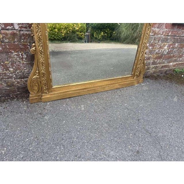 Antique English Gilt Ornate Framed Overmantle Mirror For Sale - Image 6 of 10