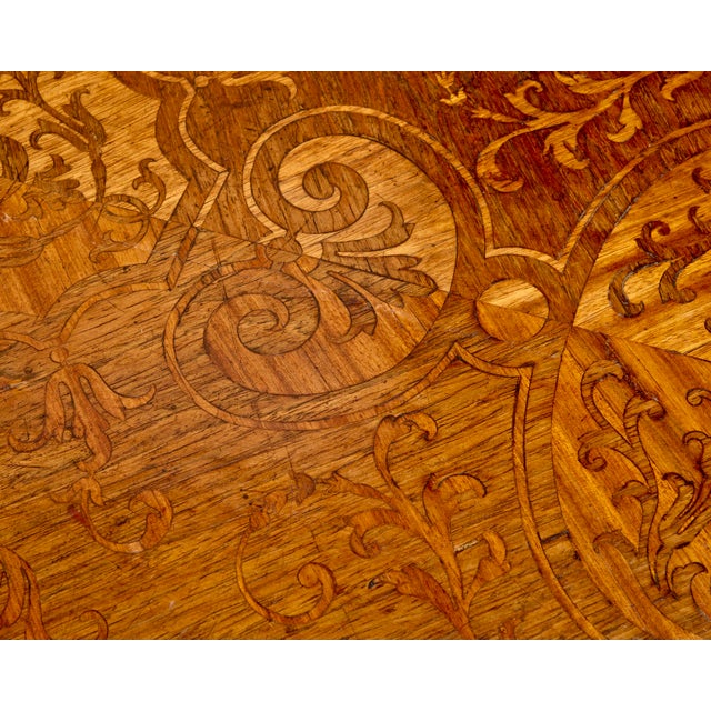 19th-Century Dutch Baroque Revival Marquetry Table W/ Ebonized Barley-Twist Legs For Sale - Image 11 of 12